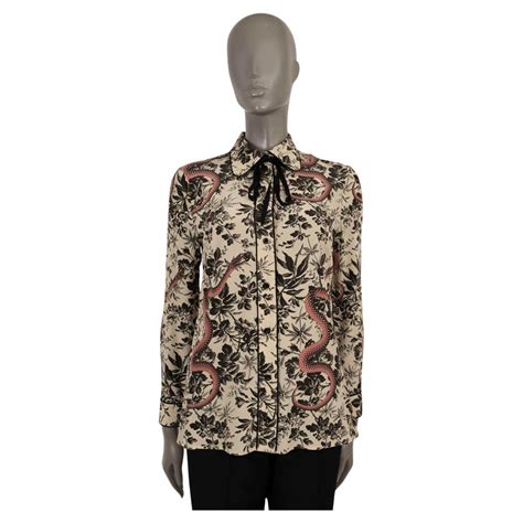 herbarium snake print blouse by gucci|GUCCI pale pink silk 2016 HERBARIUM SNAKE Blouse Shirt 40 .